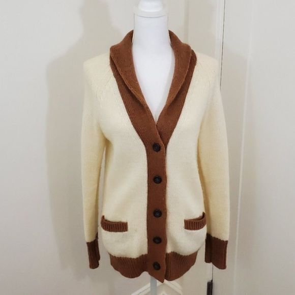 J.Crew ColorBlock Beach Sweater Wool Mohair Womens‎ Size S Cardigan Shawl Collar - Picture 1 of 7